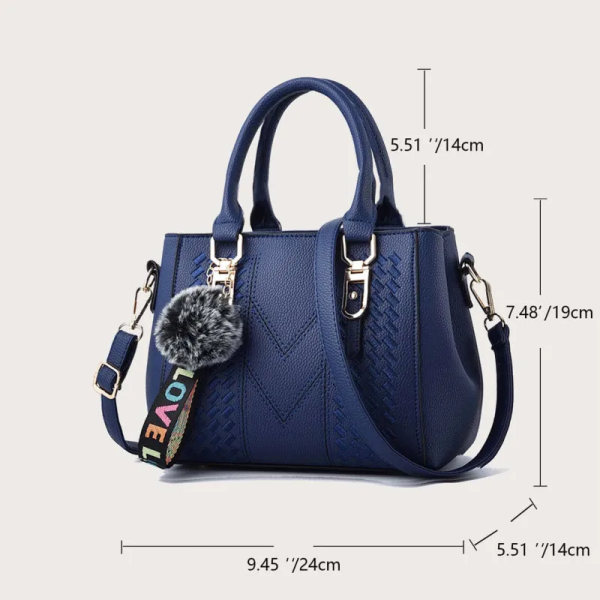 Embroidery Messenger Bags Women Leather Handbags Bags for Women Sac a Main Ladies hair ball Hand Bag 6