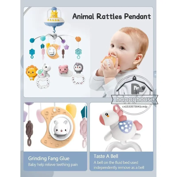 Musical Baby Crib Mobile with Lights Music Projection for Infants Remote Control Crib Toys for Newborn Baby Mobile for Crib Toys 2