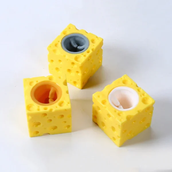 Stress-relieving Pet Cheese Mouse Cheese Pinch Fun Stress Ball Vent Squirrel Cup Prank Toy Fidget Toys 3