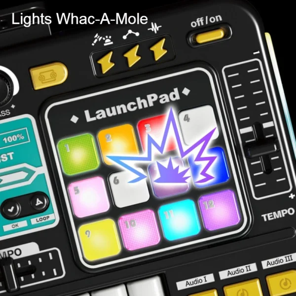 Multifunctional DJ Mixer Children Simulation DJ Controller Live Sound Card Music Player Whac A Mole Game Toys Kids Birthday Gift 5