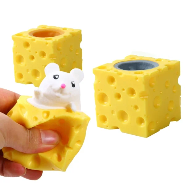 Stress-relieving Pet Cheese Mouse Cheese Pinch Fun Stress Ball Vent Squirrel Cup Prank Toy Fidget Toys 4