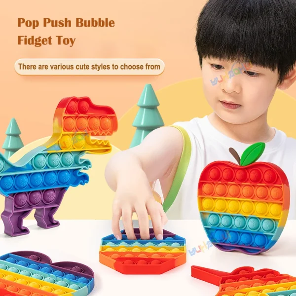 Rainbow Pop Push Bubblle Fidget Anti Stress Relief Toys for Adult Children Special Needs Sensory Toys Interactive Toys for Kids 2
