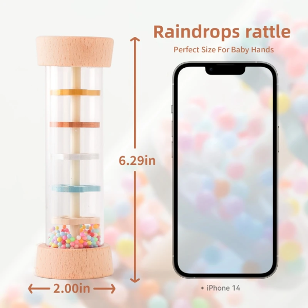 Montessori Baby Rain Stick Rainbow Hourglass Rain Music Rattle Baby Educational Toy Colorful Montessori Sensory Toys for Kids 2
