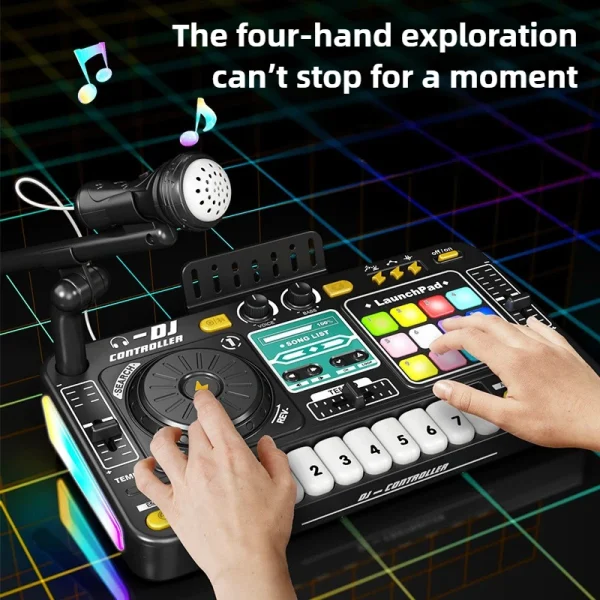 Multifunctional DJ Mixer Children Simulation DJ Controller Live Sound Card Music Player Whac A Mole Game Toys Kids Birthday Gift 3