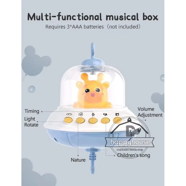 Musical Baby Crib Mobile with Lights Music Projection for Infants Remote Control Crib Toys for Newborn Baby Mobile for Crib Toys 3