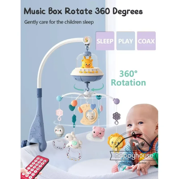 Musical Baby Crib Mobile with Lights Music Projection for Infants Remote Control Crib Toys for Newborn Baby Mobile for Crib Toys 4