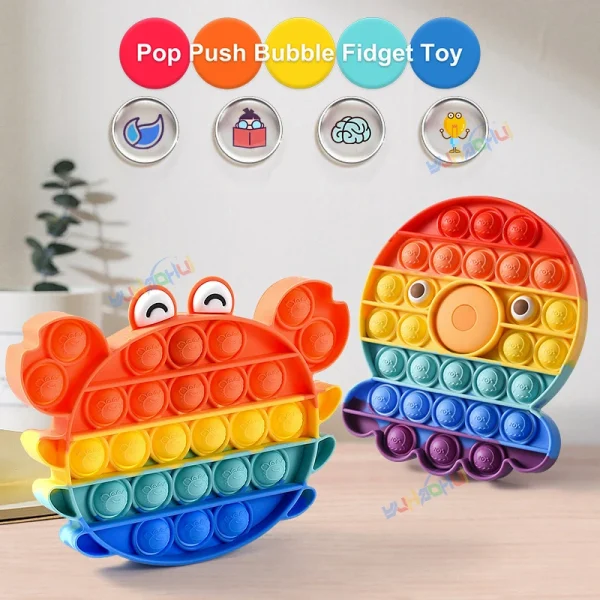 Rainbow Pop Push Bubblle Fidget Anti Stress Relief Toys for Adult Children Special Needs Sensory Toys Interactive Toys for Kids 3
