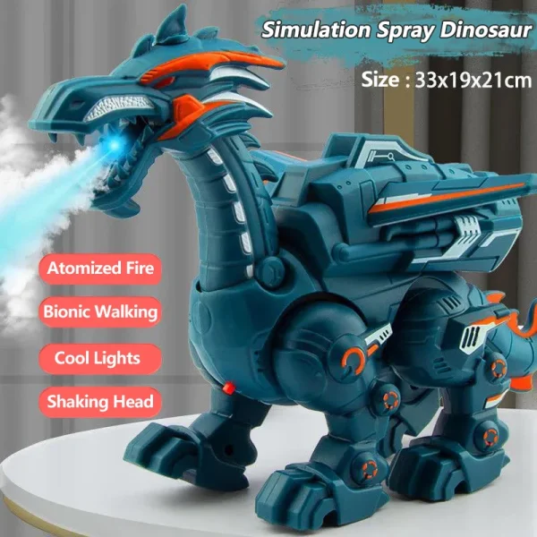 Simulation Fire Mechanical Dinoasur Water Spray Cool Light Electric Children Entertainment Puzzle Model Game Toys for Boys Gifts 4