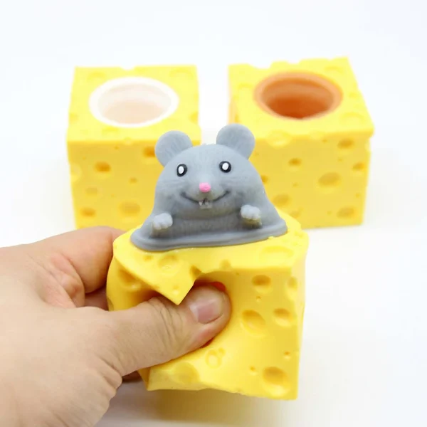 Stress-relieving Pet Cheese Mouse Cheese Pinch Fun Stress Ball Vent Squirrel Cup Prank Toy Fidget Toys 2