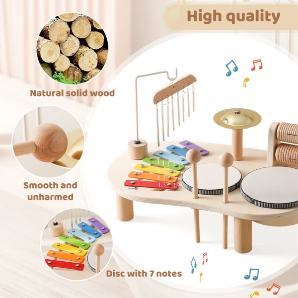 Baby Educational Toys Wooden Aeolian Bells Montessori Children's Musical Toys Xylophone Newborn Birthday Gifts Music Table Toys 3