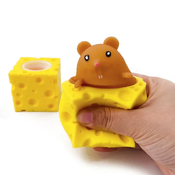 Stress-relieving Pet Cheese Mouse Cheese Pinch Fun Stress Ball Vent Squirrel Cup Prank Toy Fidget Toys 5