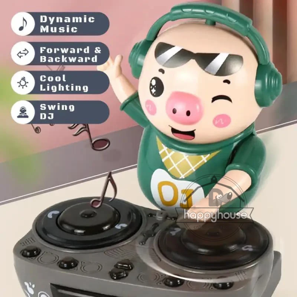 Electronic DJ Light Music Dancing Pig Toy Musical Toys Cute Swing Dancing Piggy Toy with Music LED Lights Musical Toy for Kids 6